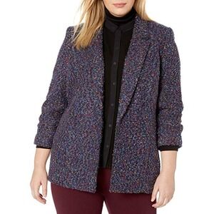 Nine West Tweed Blazer Jacket Navy Multi Color Women's Medium NWT